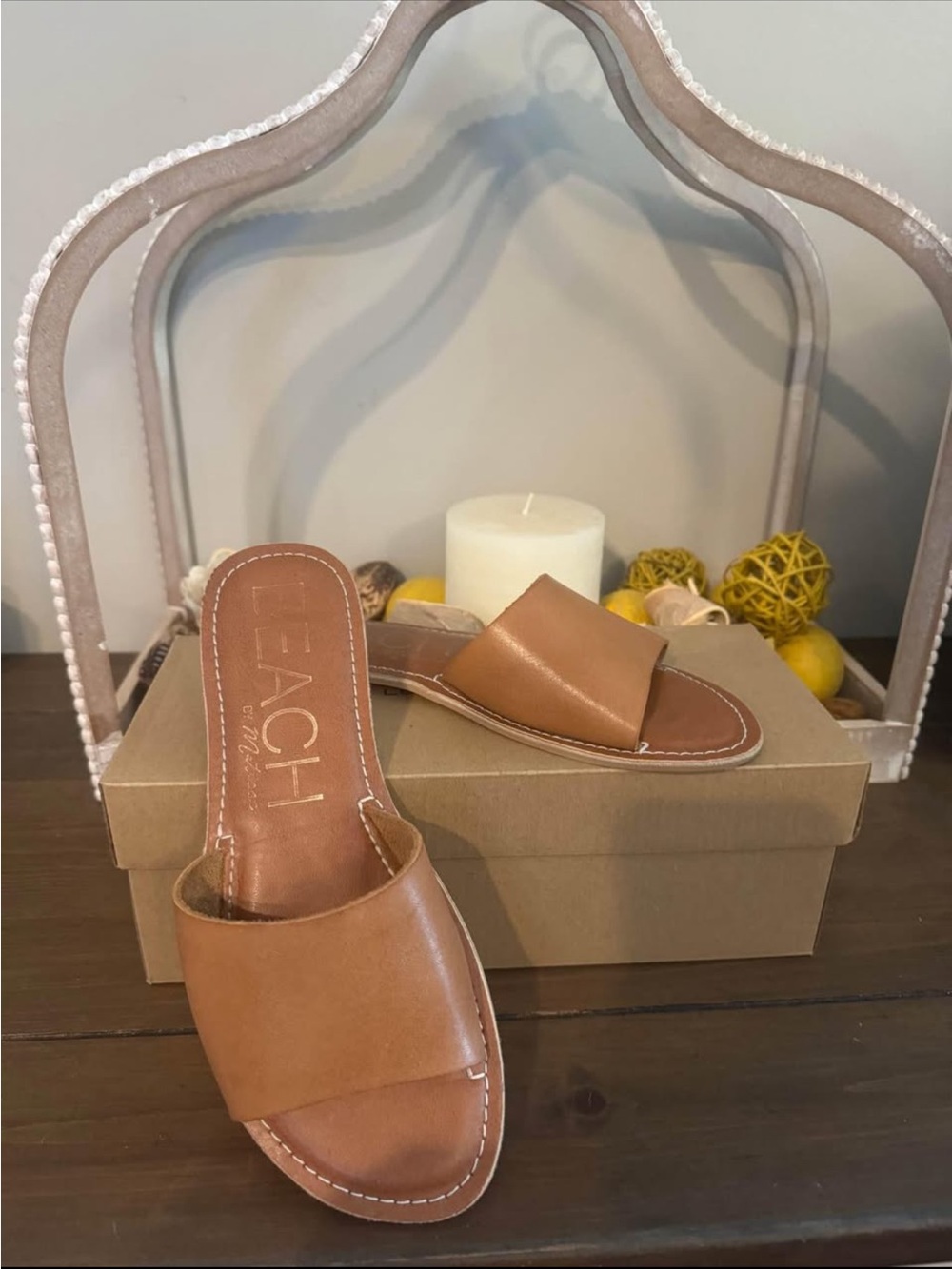 Matisse Tan Leather Slide Sandals